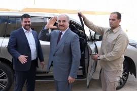 Libya's eastern commander Khalifa Haftar submits his candidacy papers for the presidential elections, in Benghazi