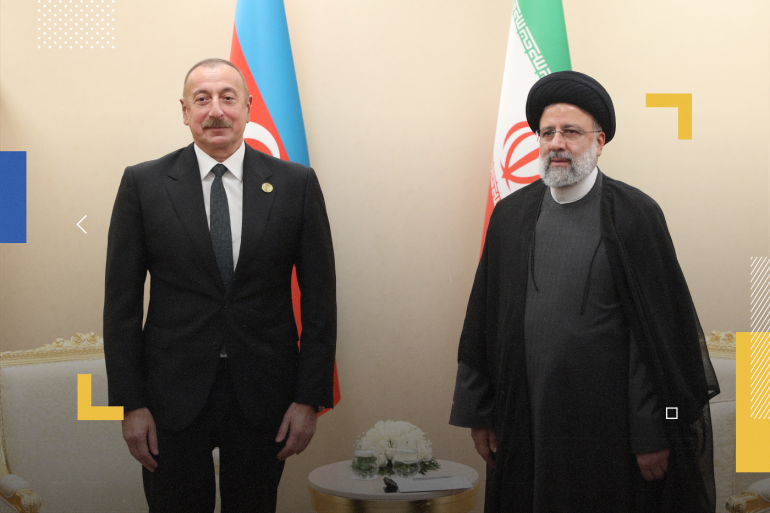 Ilham Aliyev and Ebrahim Raisi​​​​​​​ meeting​​​​​​​- - ASHGABAT, TURKMENISTAN - NOVEMBER 28: (----EDITORIAL USE ONLY – MANDATORY CREDIT - "PRESIDENCY OF IRAN / HANDOUT" - NO MARKETING NO ADVERTISING CAMPAIGNS - DISTRIBUTED AS A SERVICE TO CLIENTS----) President of Azerbaijan Ilham Aliyev (L) meets Iranian President Ebrahim Raisi (R) within the 15th Summit of Economic Cooperation Organization in Ashgabat, Turkmenistan on November 28, 2021.
