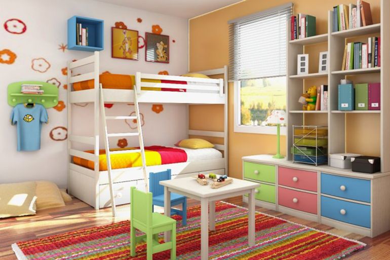 10غرف نوم اطفال بسريرين ودولاب وتسريحة من أكثر اشكال غرف المودرن التي اصبحت منتشرة بشكل كبير عند اختيار تصميم غرفة أطفال- (مواقع التواصل)_