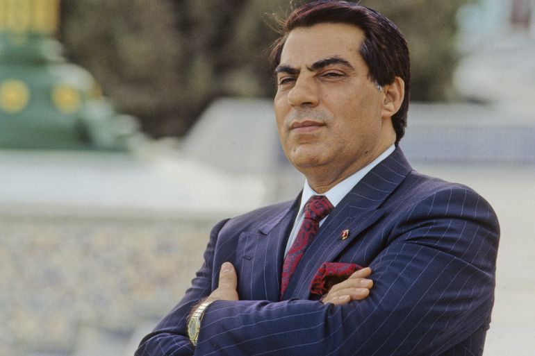 CARTHAGE, TUNISIA - SEPTEMBER 6: Tunisian President Zine el-Abidine Ben Ali is pictured in his Presidential Palace in on September 6th, 1988 in Carthage, Tunisia. (Photo by Francois LOCHON/Gamma-Rapho via Getty Images )