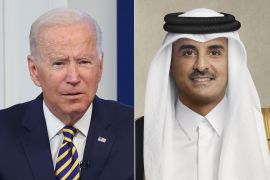 أمير قطر الشيخ تميم بن حمد آل ثاني والرئيس الأميركي جو بايدن (الجزيرة + وكالات)