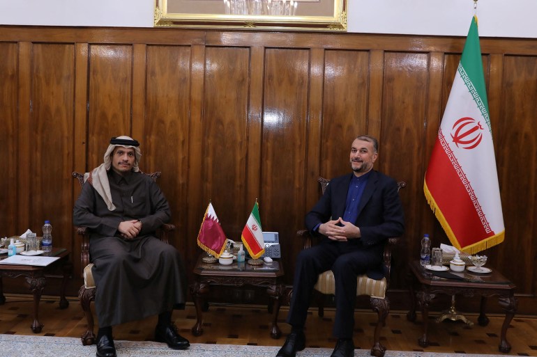 Iran's Foreign Minister Hossein Amir-Abdollahian meets with Qatar's Deputy Prime Minister and Foreign Minister Mohammed bin Abdulrahman Al Thani, in Tehran