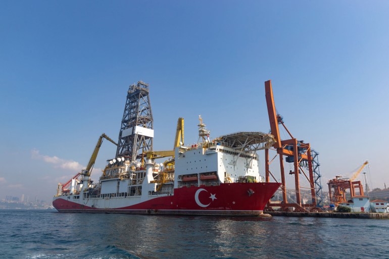 Drilling vessel is seen as anchored in Istanbul.