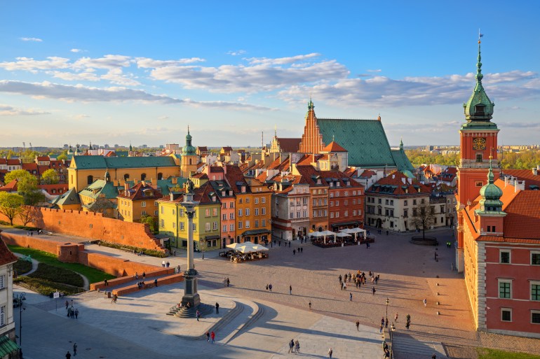 Aerial view of the old city in Warsaw. HDR - high dynamic range