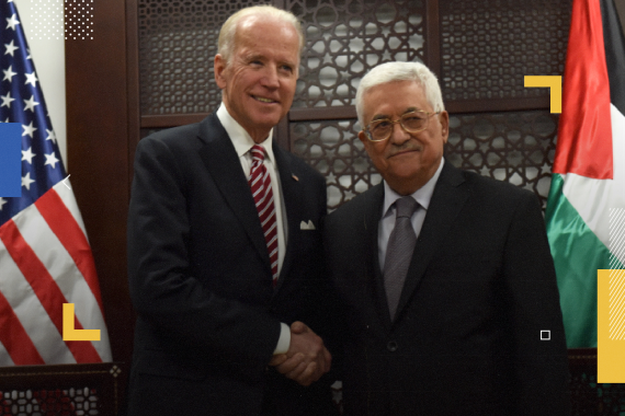 U.S. Vice-President Joe Biden (L) shakes hands with Palestinian President Mahmoud Abbas in the West Bank city of Ramallah March 9, 2016. REUTERS/Debbie Hill/Pool
