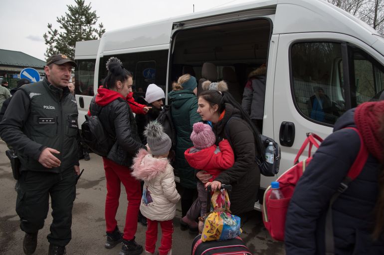 Ukrainians Flee To Slovakia Amid Russia's Armed Invasion