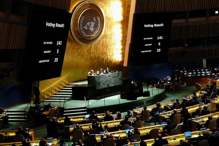 11th emergency special session of the U.N. General Assembly on Russia's invasion of Ukraine, in New York City