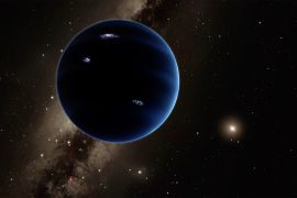 رسم توضيحي للكوكب التاسع، الذي هو أكبر بعشر مرات من كتلة الأرض (كالتيك)