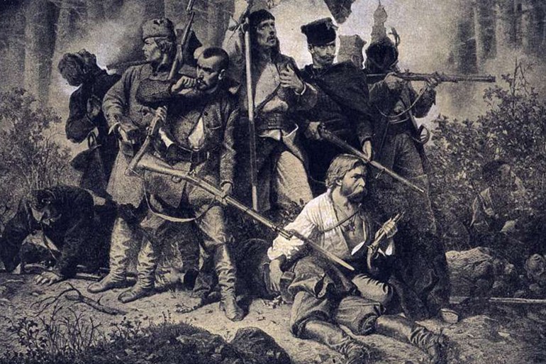1863–1864 Uprising, drawing by Artur Grottger Copyright: public domain https://www.lrt.lt/en/news-in-english/19/1118227/reburial-of-1863-uprising-leaders-pivotal-moment-in -relations-of-lithuania-poland-and-belarus