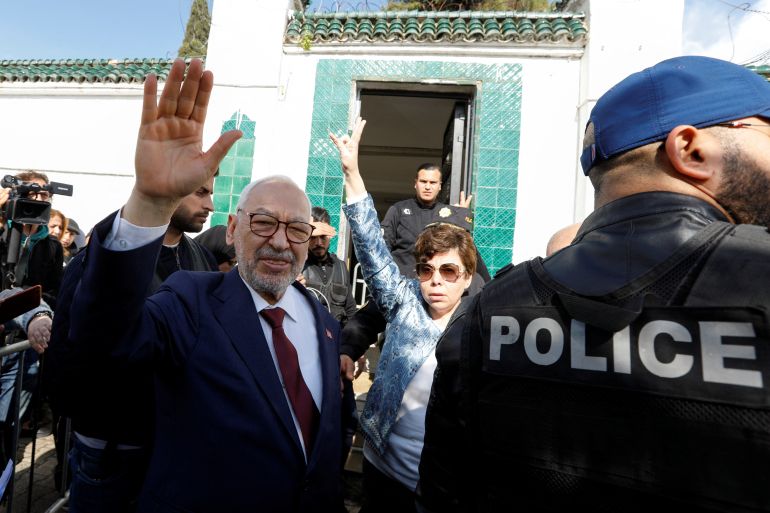 Tunisian anti-terrorism police summoned the country's main opposition figure for questioning, in Tunis