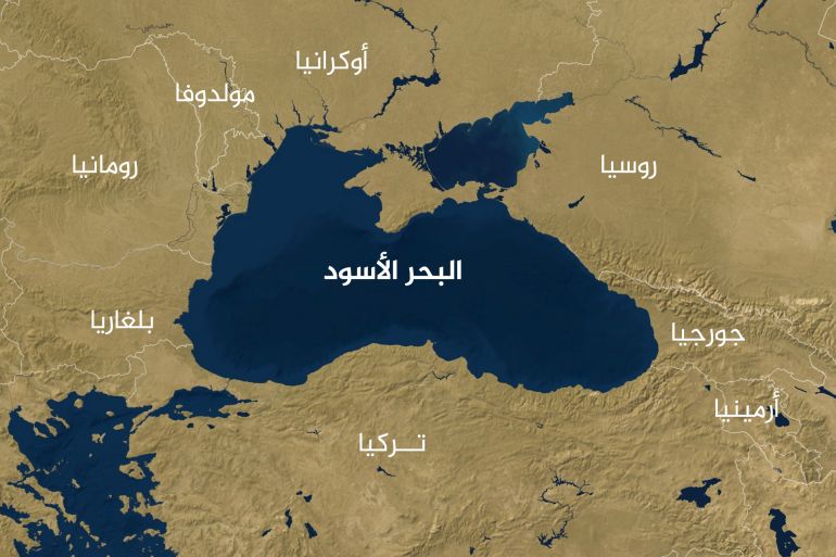 خريطة للبحر الأسود والدول المحيطة به