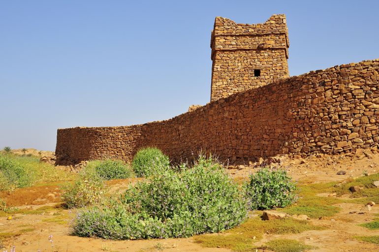 Mandatory Credit: Photo by Peter Giovannini/imageBROKER/Shutterstock (4980359a) City walls and minaret of the fortified trading post or Ksar, UNESCO World Heritage Site, Ouadane, Adrar Region, Mauritania VARIOUS
