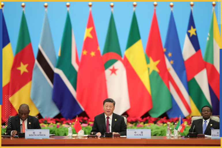 Chinese President Xi Jinping speaks next to South African President Cyril Ramaphosa during the 2018 Beijing Summit Of The Forum On China-Africa Cooperation - Round Table Conference at at the Great Hall of the People in Beijing on September 4, 2018 in Beijing, China. Lintao Zhang/Pool via REUTERS *** Local Caption *** Xi Jinping;Cyril Ramaphosa
