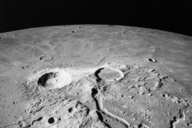 Scientists believe that the moon's snakelike Schroeter's Valley was created by lava flowing over the surface. (Credit: NASA Johnson)