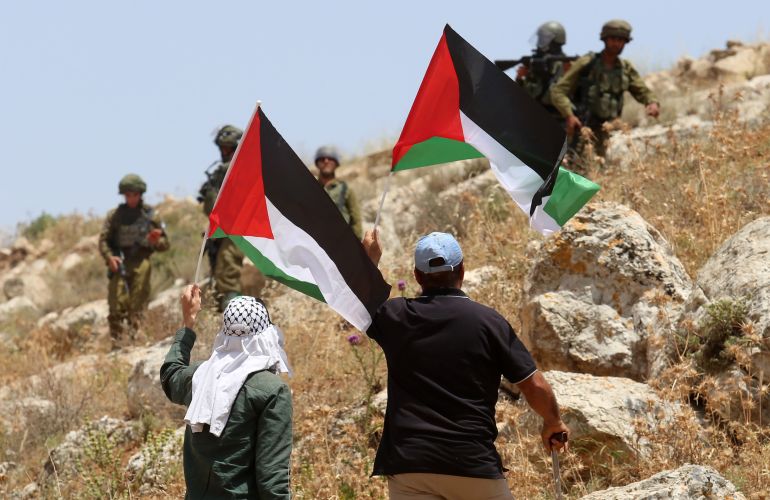 Demonstration against Jewish settlements in West Bank