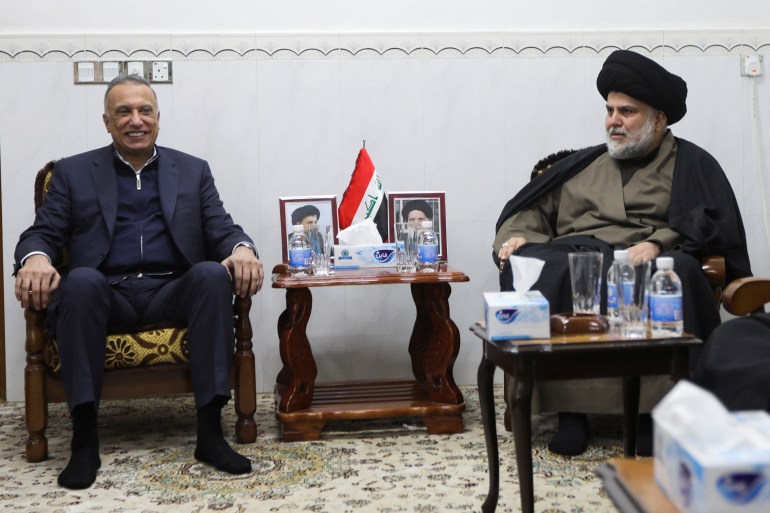 Iraqi Shi'ite cleric Muqtada al-Sadr meets with Iraqi Prime Minister Mustafa al-Kadhimi in Najaf