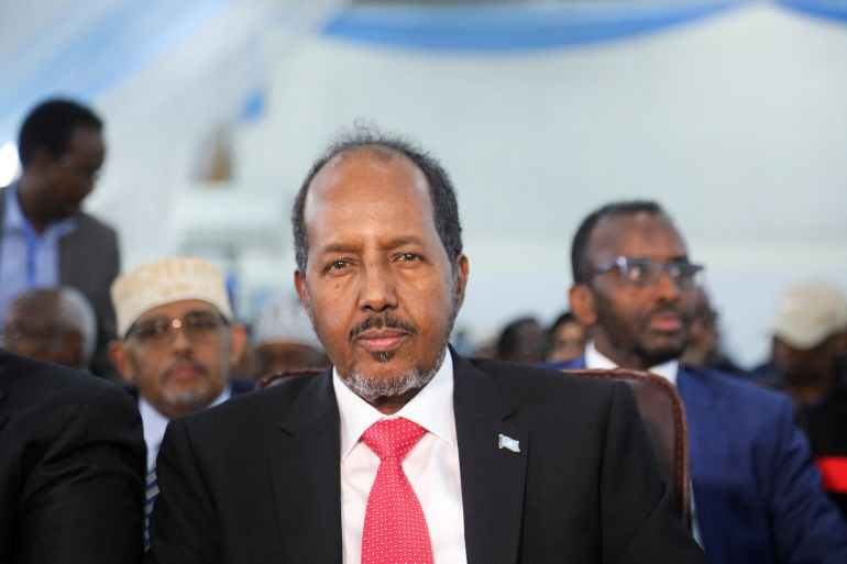 Hassan Sheikh Mohamud is seen during the first round of voting in Mogadishu
