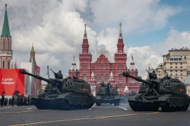 الساحة الحمراء في موسكو خلال عرض عسكري (غيتي)