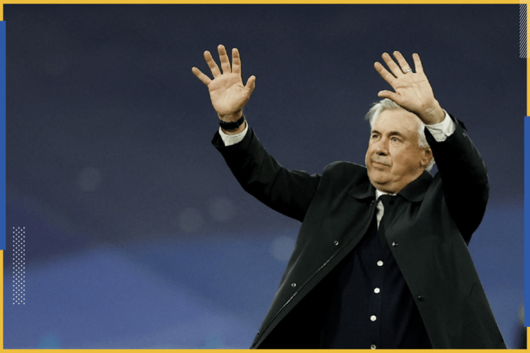 Real Madrid reach 2022 Champions League final after eliminating Manchester City- - MADRID, SPAIN - MAY 04: Carlo Ancelotti, head coach of Real Madrid celebrates after Real Madrid defeated Manchester City in the UEFA Champions League Semi Final second leg match at Santiago Bernabeu Stadium on May 4, 2022 in Madrid, Spain. Los Merengues make it to final with 6-5 aggregate win after beating Man City 3-1 in extra time of dramatic match