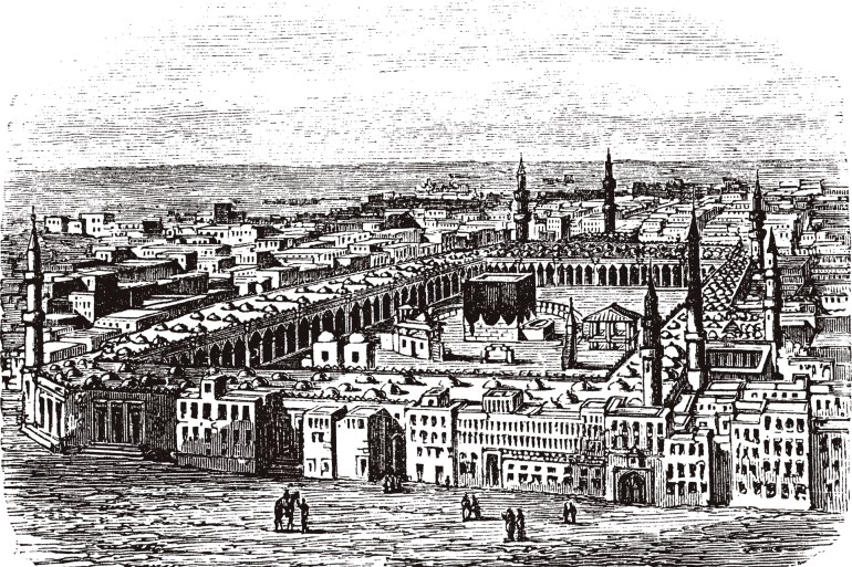 Grand Mosque in Mecca, vintage engraved illustration. Trousset encyclopedia (1886 - 1891).