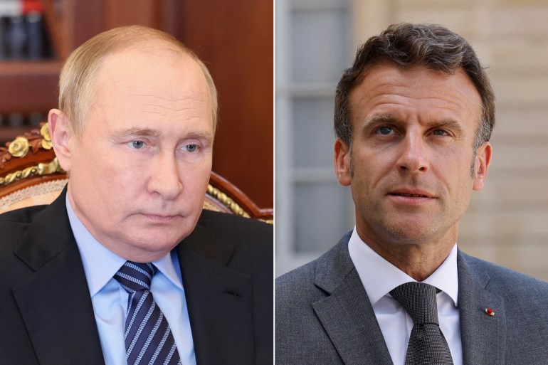 France's President Emmanuel Macron and Russian President Vladimir Putin