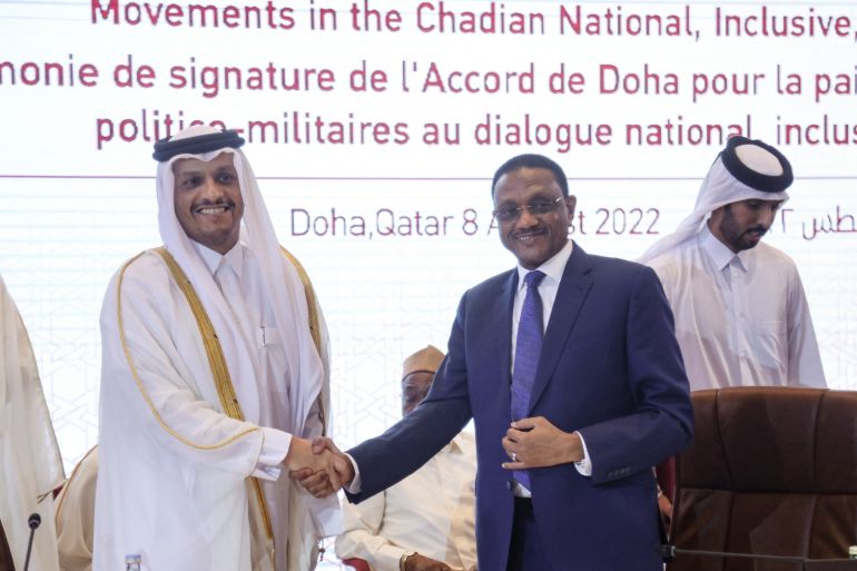 Chad's transitional military authorities and rebels sign an agreement for a national dialogue, in Doha