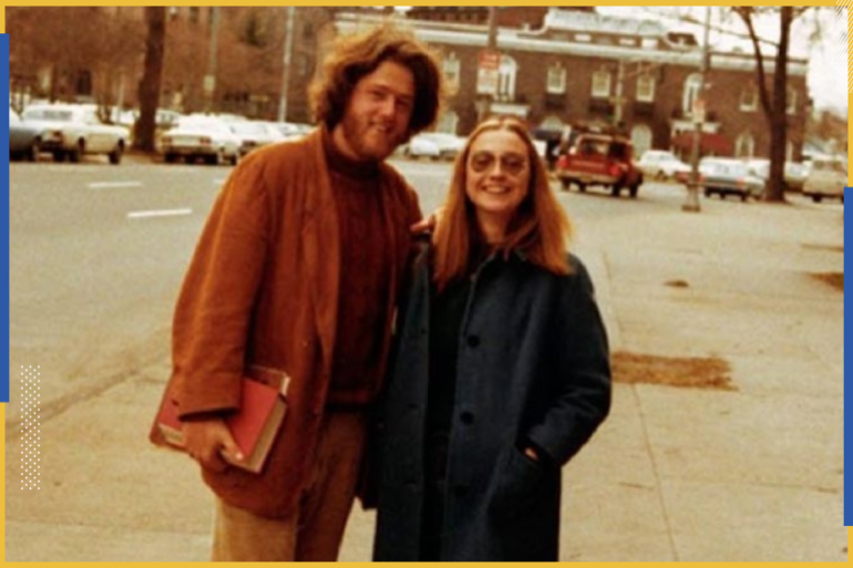 صورة قديمة تجمع بين الرئيس الأميركي الأسبق بيل كلينتون، وزوجته المرشحة الرئاسية هيلاري كلينتون (مواقع التواصل)