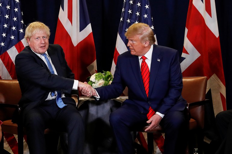 U.S. President Donald Trump holds a bilateral meeting with British Prime Minister Boris Johnson on the sidelines of the annual United Nations General Assembly in New York City, New York, U.S., September 24, 2019. REUTERS/Jonathan Ernst