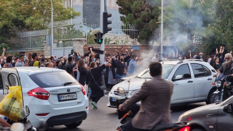 Protestors Take To Streets Of Tehran After Death Of Woman In Police Custody