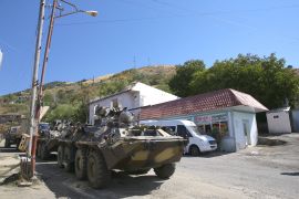 Azerbaijan's Army statioend in the Lachin city