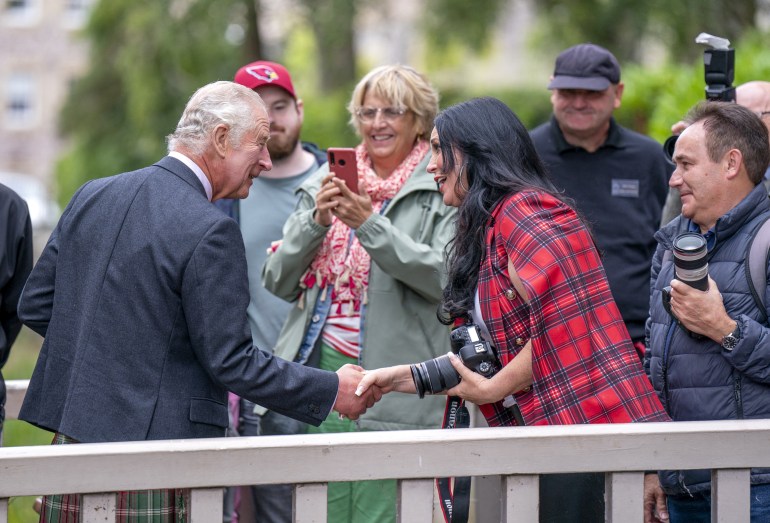 Britain's Prince Charles visits the UNESCO World Heritage site of New Lanark