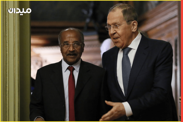 epa09912067 Russian Foreign Minister Sergei Lavrov (R) and Eritrean Foreign Minister Osman Saleh (L) arrive to attend a joint press conference following their meeting in Moscow, Russia, 27 April 2022. Osman Saleh is on a working visit to Moscow. EPA-EFE/YURI KOCHETKOV / POOL