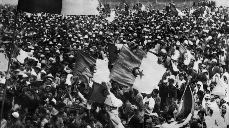 General view of the first electoral meeting before the referendum on self-determination of Algeria, ON June 19, 1962 in the suburbs of Algiers. (Photo by AFP) (Photo by -/AFP via Getty Images)