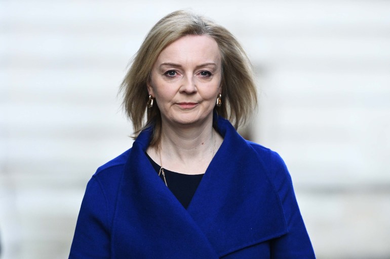 LONDON, ENGLAND - MARCH 08: UK Foreign Secretary Liz Truss arrives to attend the government weekly cabinet meeting at Downing Street on March 8, 2022 in London, England. (Photo by Leon Neal/Getty Images)