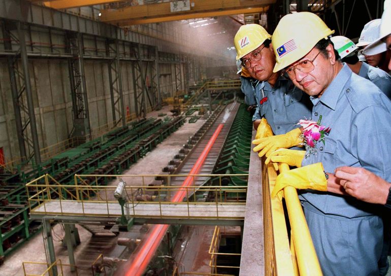 MALAYSIA PM MAHATHIR MOHAMAD VISITS PERJAWA STEEL COMPANY IN GURUN KEDAH