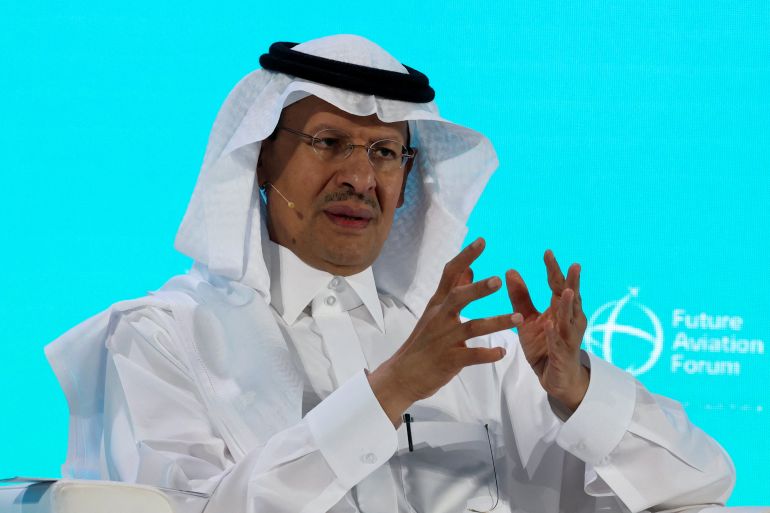 Saudi Arabia's Energy Minister, Prince Abdulaziz bin Salman al Saud, speaks during the Future Aviation Forum in Riyadh, Saudi Arabia