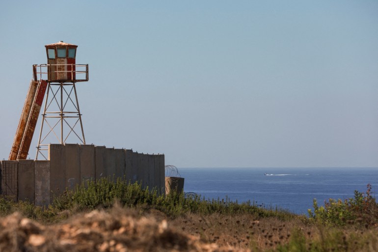 A deserted post for the Lebanese army is seen in Naqoura, near the Lebanese-Israeli border