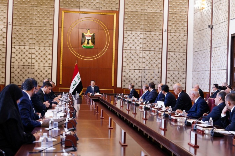 New Iraqi Prime Minister Mohammed Shia al-Sudani attends the first regular session of the Council of Ministers in Baghdad