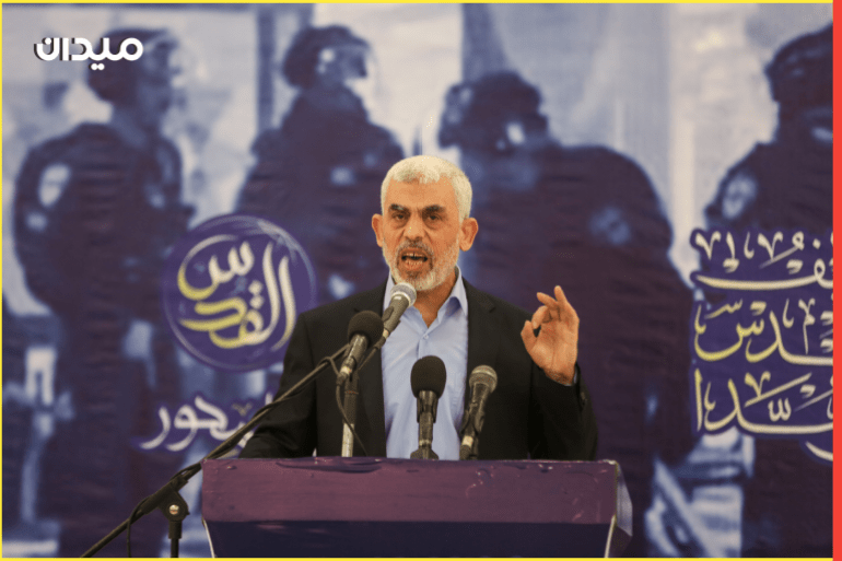 Head of Hamas in Gaza, Yahya Sinwar- - GAZA CITY, GAZA - APRIL 30: Yahya Sinwar, the head of Hamas in Gaza speaks during an iftar dinner of Hamas during holy month of Ramadan in Gaza City, Gaza on April 30, 2022.