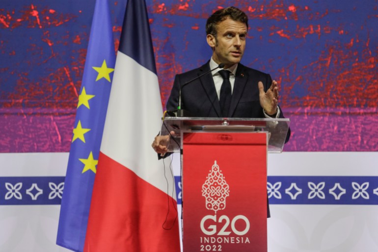 Press conference of French President Emmanuel Macron in G20 Leaders' Summit