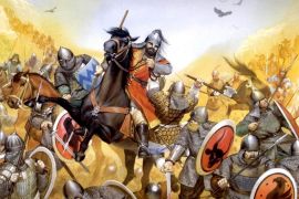 رسمة تخيلية للظاهر بيبرس في معركة عين جالوت (مواقع التواصل)