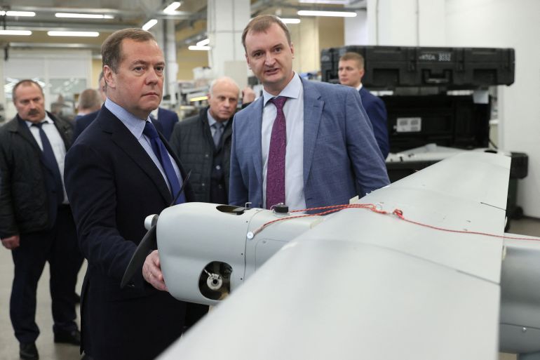 Deputy Chairman of Russia's Security Council Medvedev visits a technological centre in Saint Petersburg
