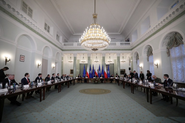 A general view of the security committee meeting in connection with the missile attack on the territory of Poland, in Warsaw