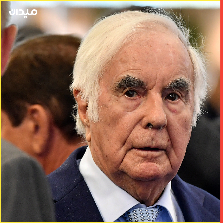 Entrepreneur in the beverage industry and head of Groupe Castel, Pierre Castel, 92, attends the opening day of Vinexpo wine fair in Bordeaux, southwestern France on May 13, 2019. - The 20th edition of the Vinexpo wine fair runs from May 13 to 16, 2019, gathering over 1,600 exhibitors from 29 countries. (Photo by GEORGES GOBET / AFP)