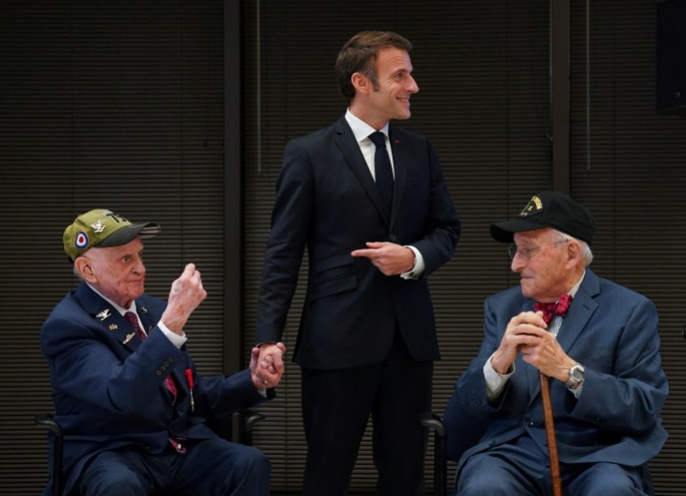 Macron honors U.S. World War II veterans at the French embassy in Washington