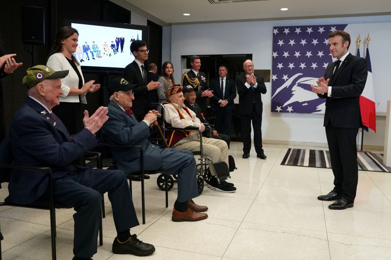 Macron honors U.S. World War II veterans at the French embassy in Washington