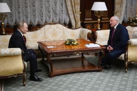 Russian President Vladimir Putin and Belarusian President Alexander Lukashenko meet in Minsk