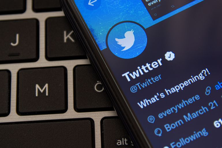Twitter application on smartphone. Popular social media app Twitter. Afyonkarahisar, Turkey - April 26, 2022.