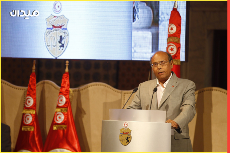 Tunisia's President Moncef Marzouki delivers a speech during a meeting to celebrate International Workers' Day, or Labour Day, in Tunis May 1, 2014. REUTERS/Zoubeir Souissi (TUNISIA - Tags: BUSINESS EMPLOYMENT POLITICS)