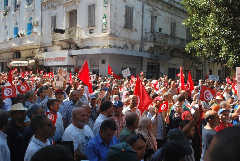 جانب من احتجاجات سابقة للمعارضة ضد الرئيس قيس سعيد/ذكرى الثورة التونسية/العاصمة تونس/14يناير 2023